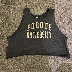 Small Gray Purdue University Cropped Tank Top